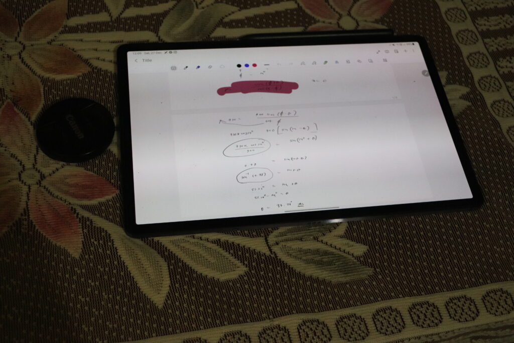 Tab S7 Plus online class notes sharing