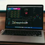 video editing on laptop
