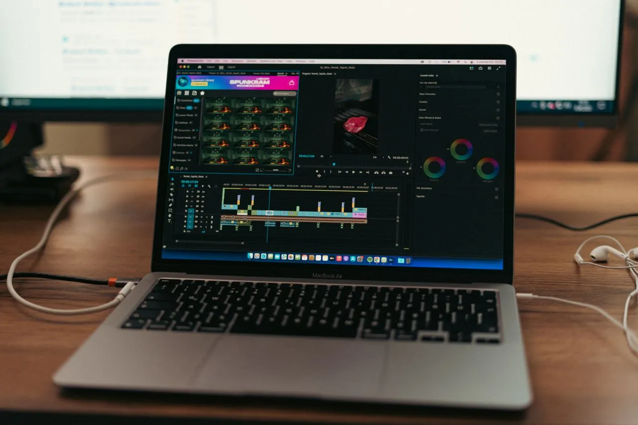 video editing on laptop