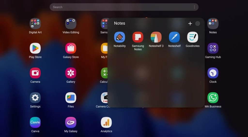 My Note-Taking Apps on Samsung Galaxy Tab S7 Plus